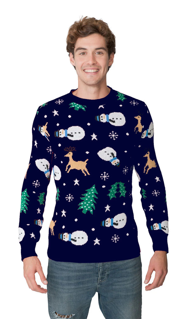 Snowman Navy Christmas Jumper(men)