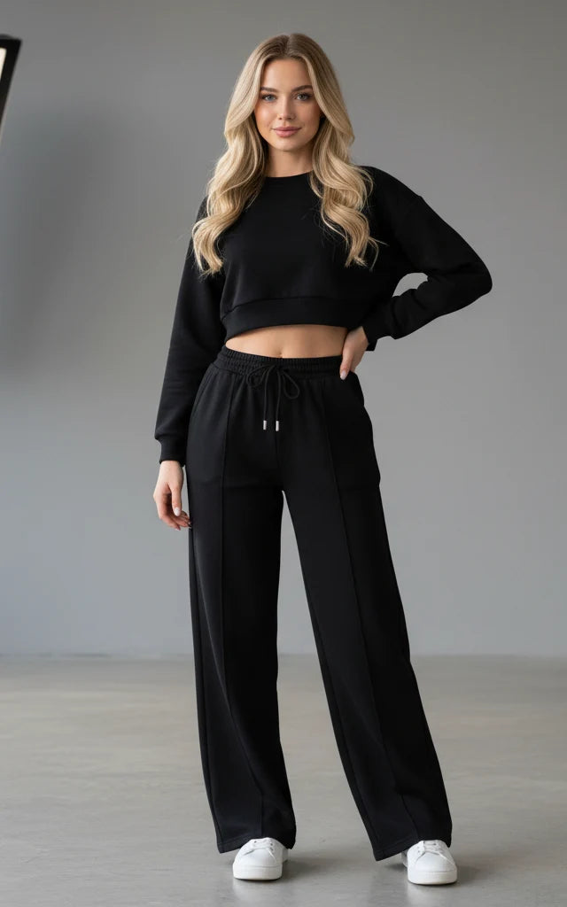 Crop Sweatshirt & Flapper Trouser Tracksuit