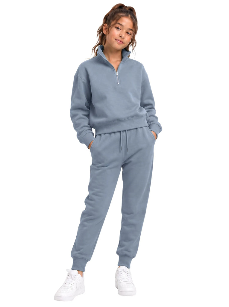 Girls Quarter Zip Tracksuit | SKM