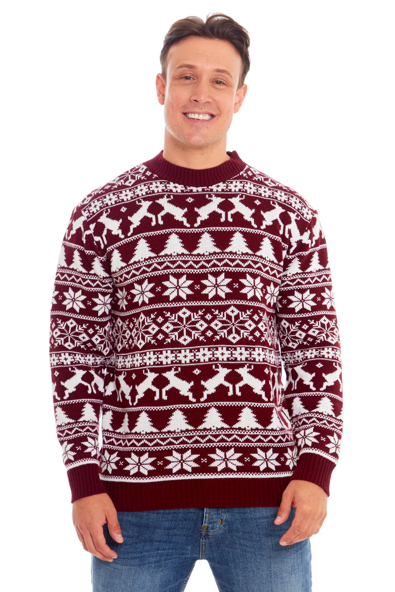 Wine Nordic Snowflake Christmas Jumper